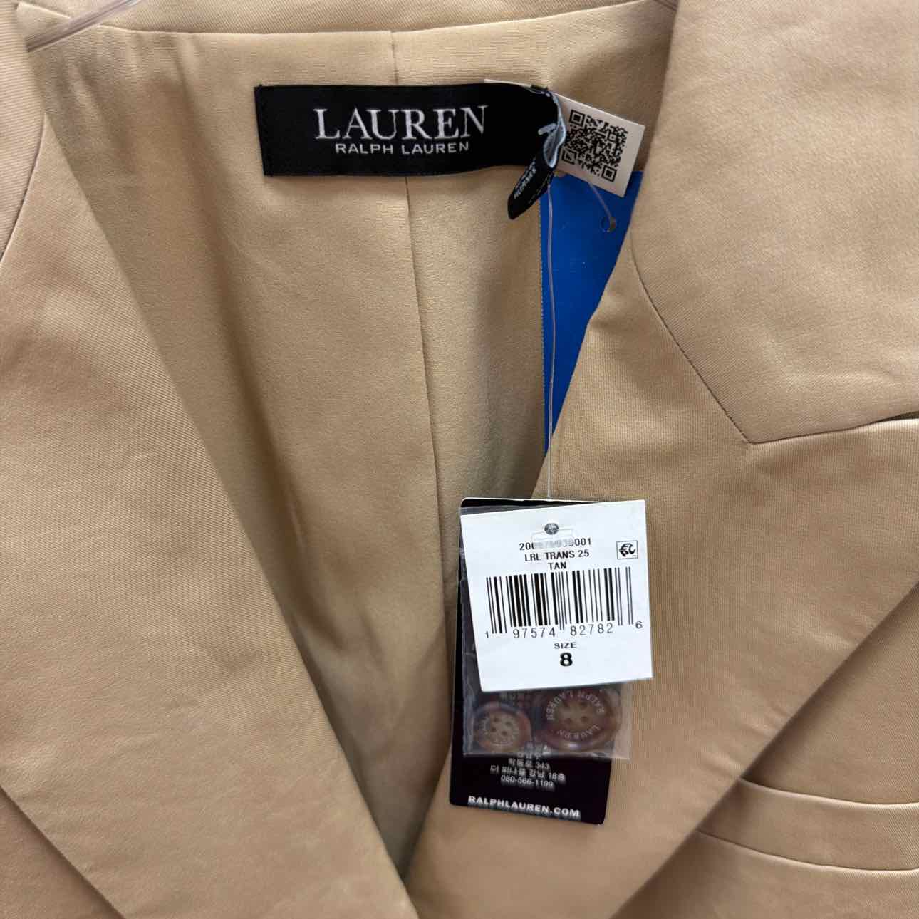 Ralph Lauren Size 8 Tan New Blazer