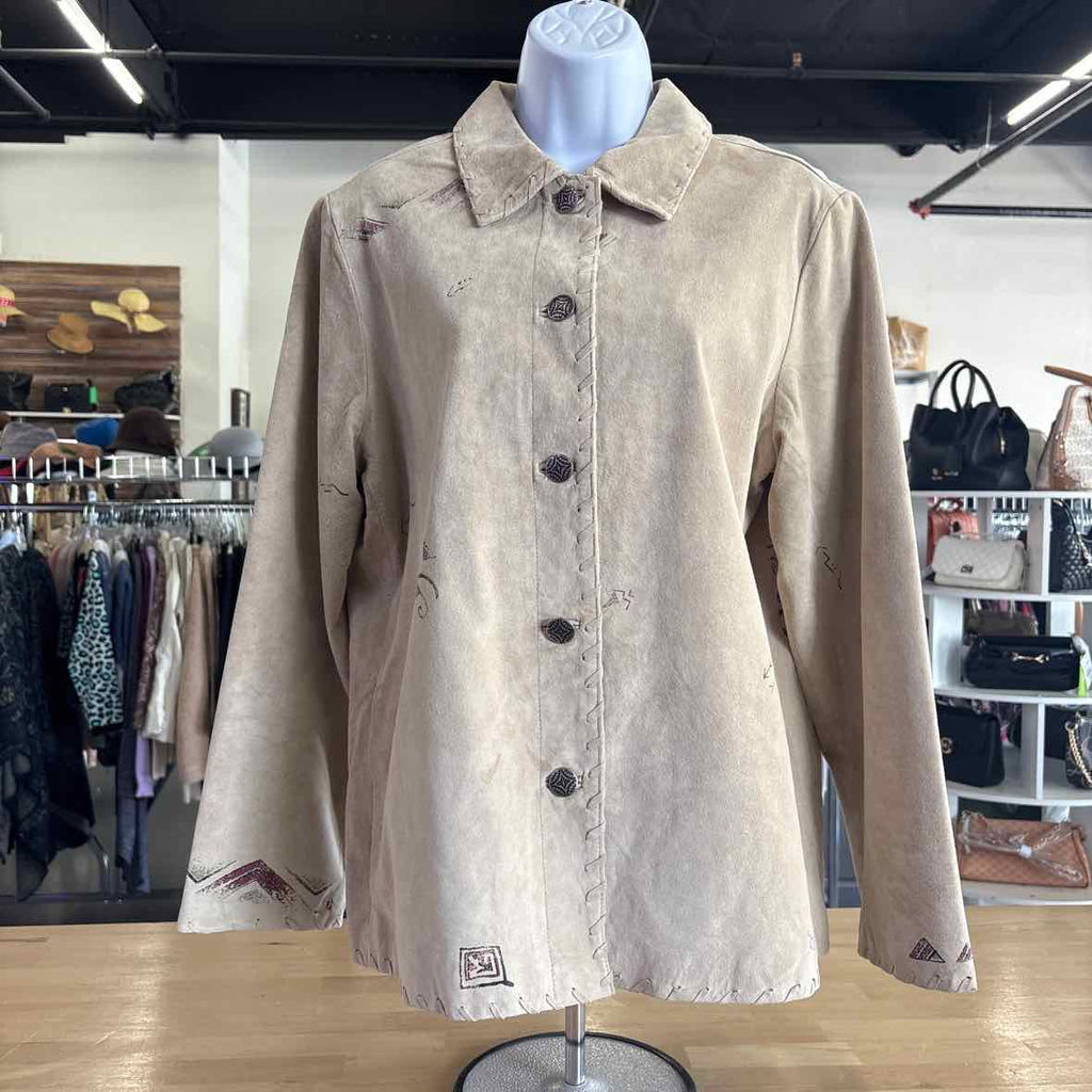 Chico's Size 2 Tan Leather Preloved Jacket