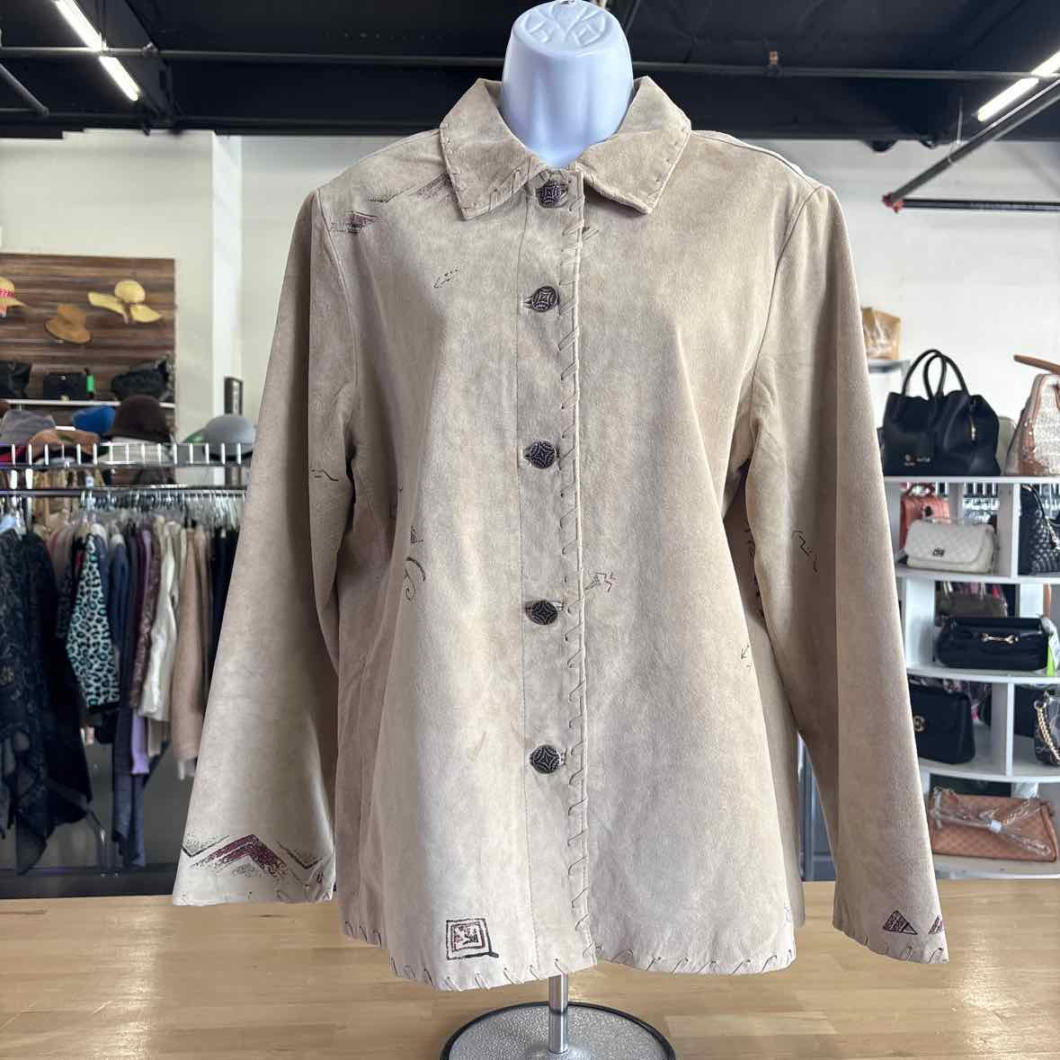 Chico's Size 2 Tan Leather Preloved Jacket
