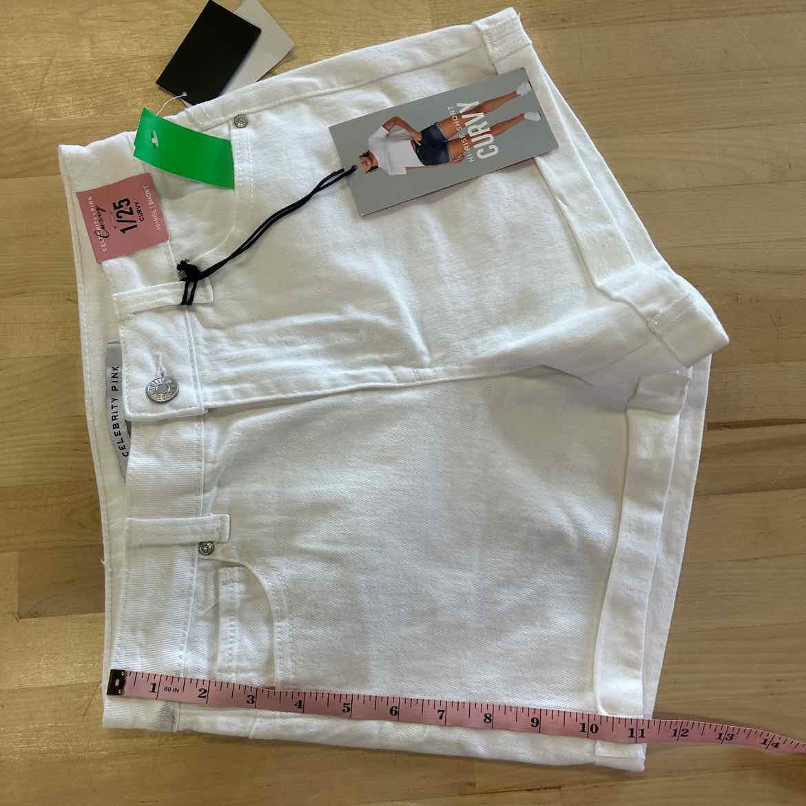 Celebrity Pink Juniors' 4" High-Rise Curvy Denim Shorts - White - 1