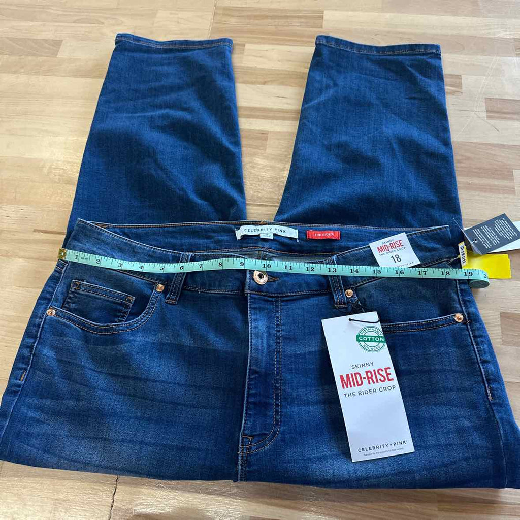 Celebrity pink Size 18 Pink Trendy Plus Size Cropped Skinny Jeans - Makaha