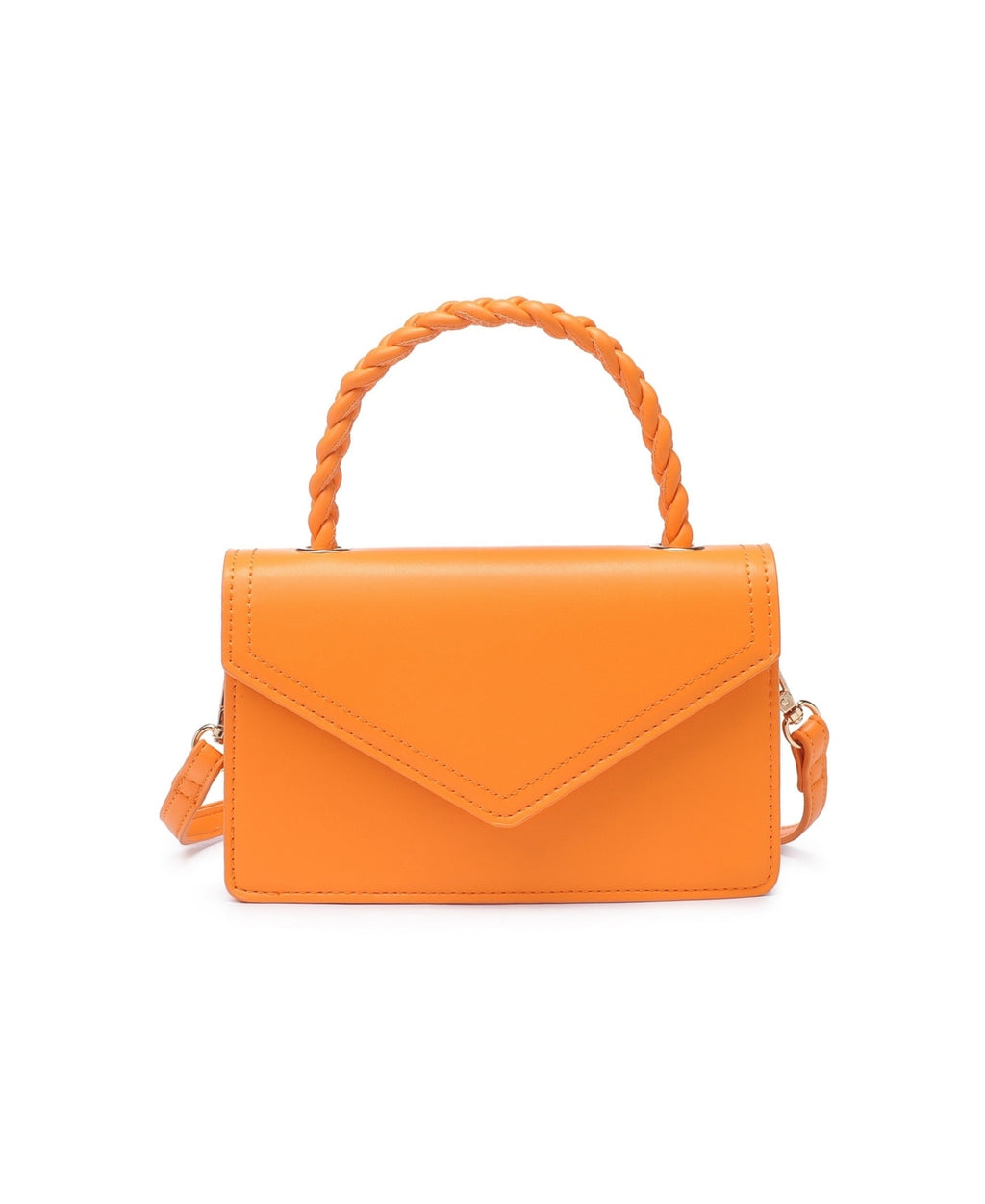 Urban Expressions Monique Braided Top Handle Crossbody - Tangerine