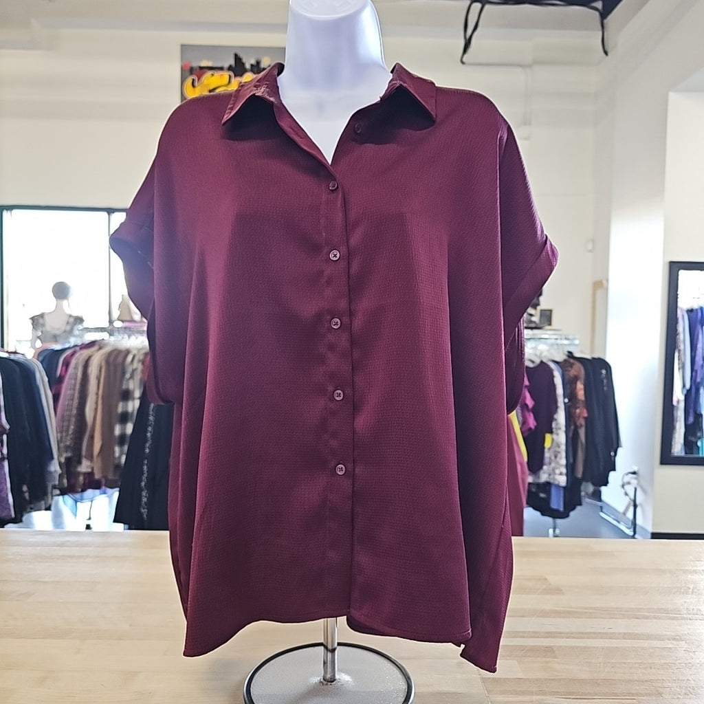 Banana Republic Size L Red Purple Blouse
