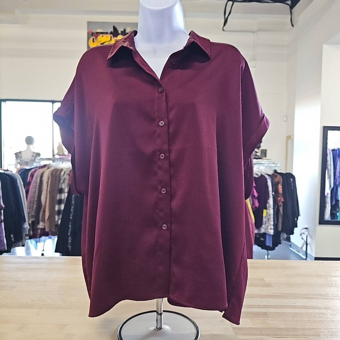 Banana Republic Size L Red Purple Blouse