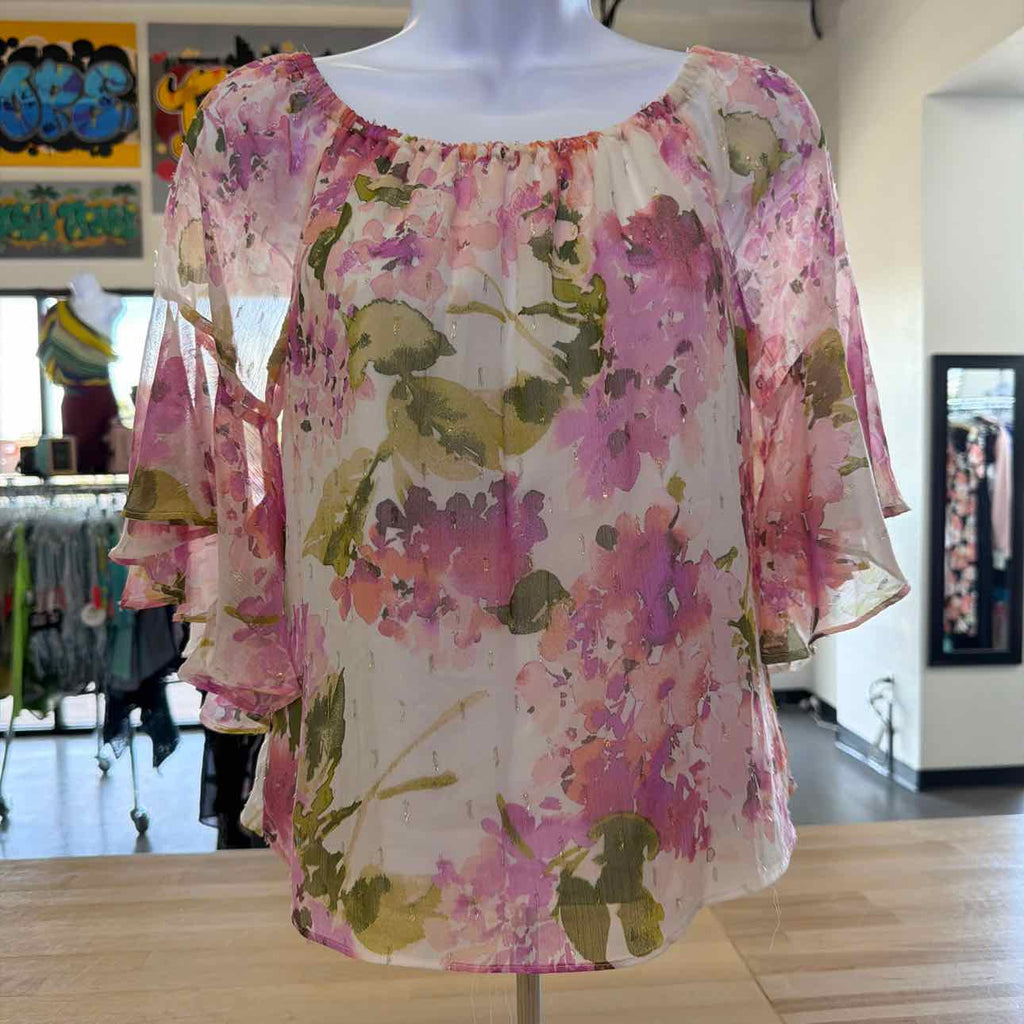 MSK Size PS Pink/white New Blouse LS
