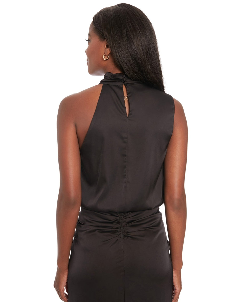 Muse Women's Draped Cowlneck Charmeuse Top - Black