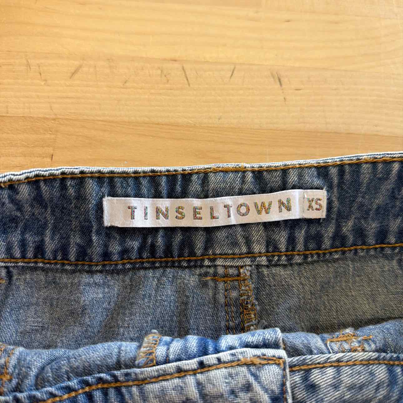 Tinseltown Juniors' Cotton Denim Cargo Miniskirt - Medium Wash