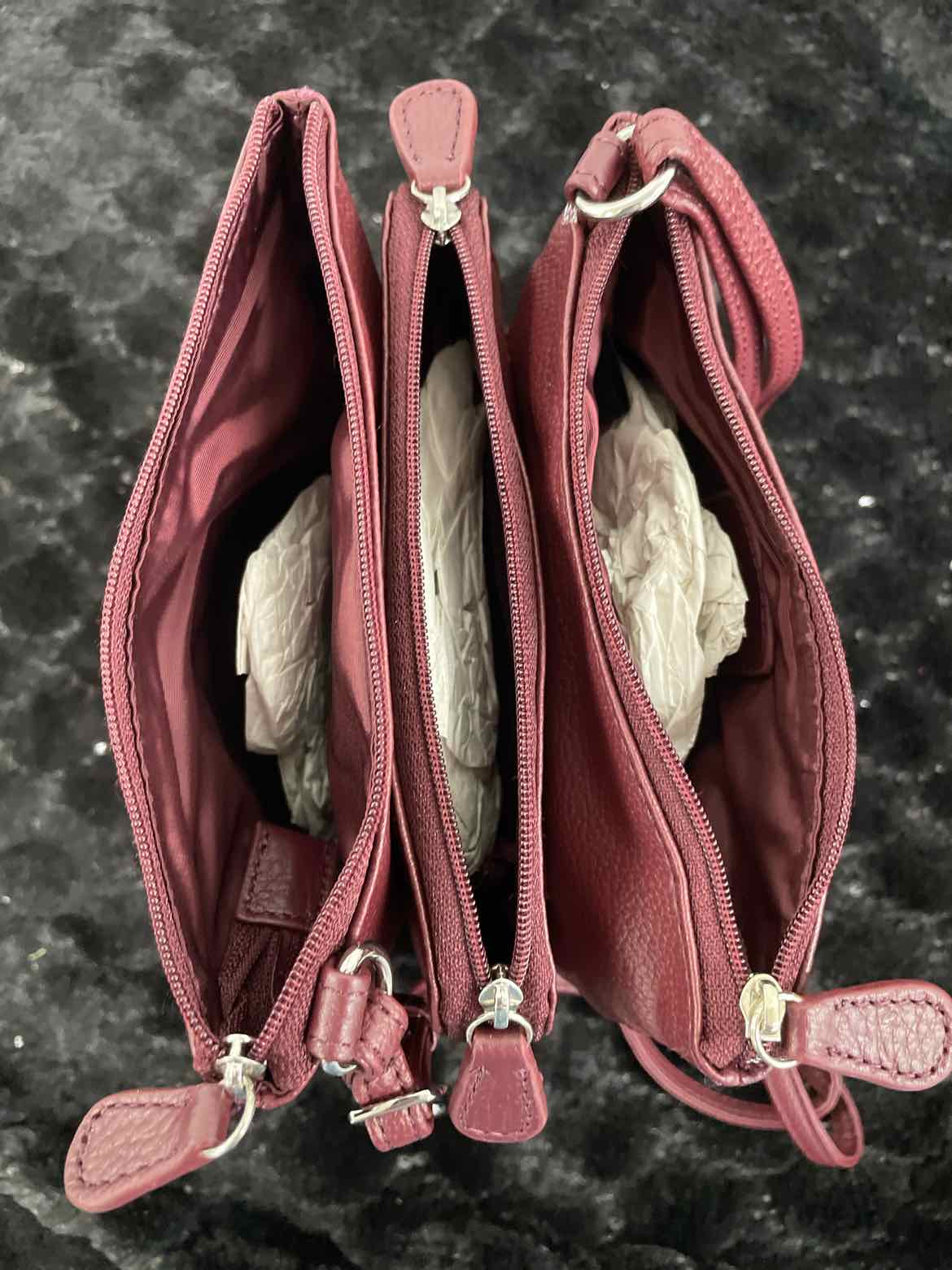 Giani Bernini Triple-Zip Dasher Crossbody WineSilver NO SIZE