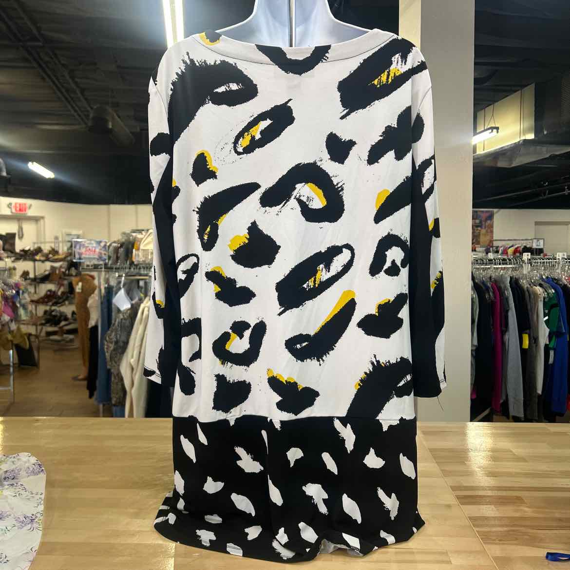 Style & Co. Size L White Black Preloved Blouse LS