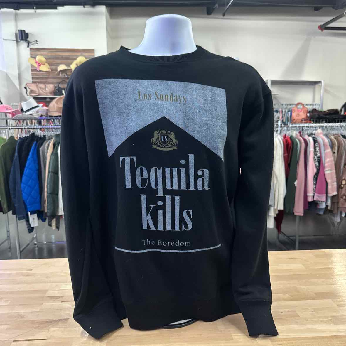 Los Sundays Tequila Size L Black MENS Sweatshirt