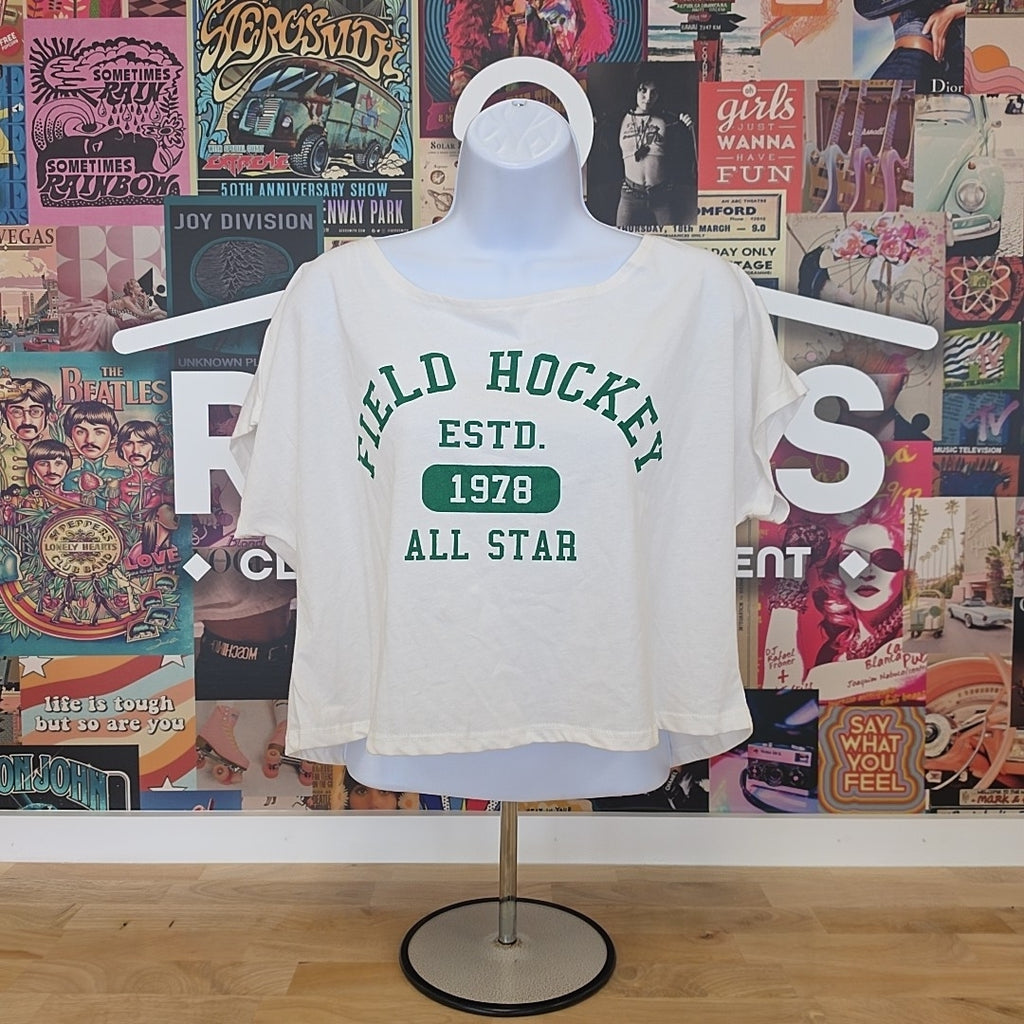 Self E Size XL Graphic Off-the-Shoulder T-Shirt - White