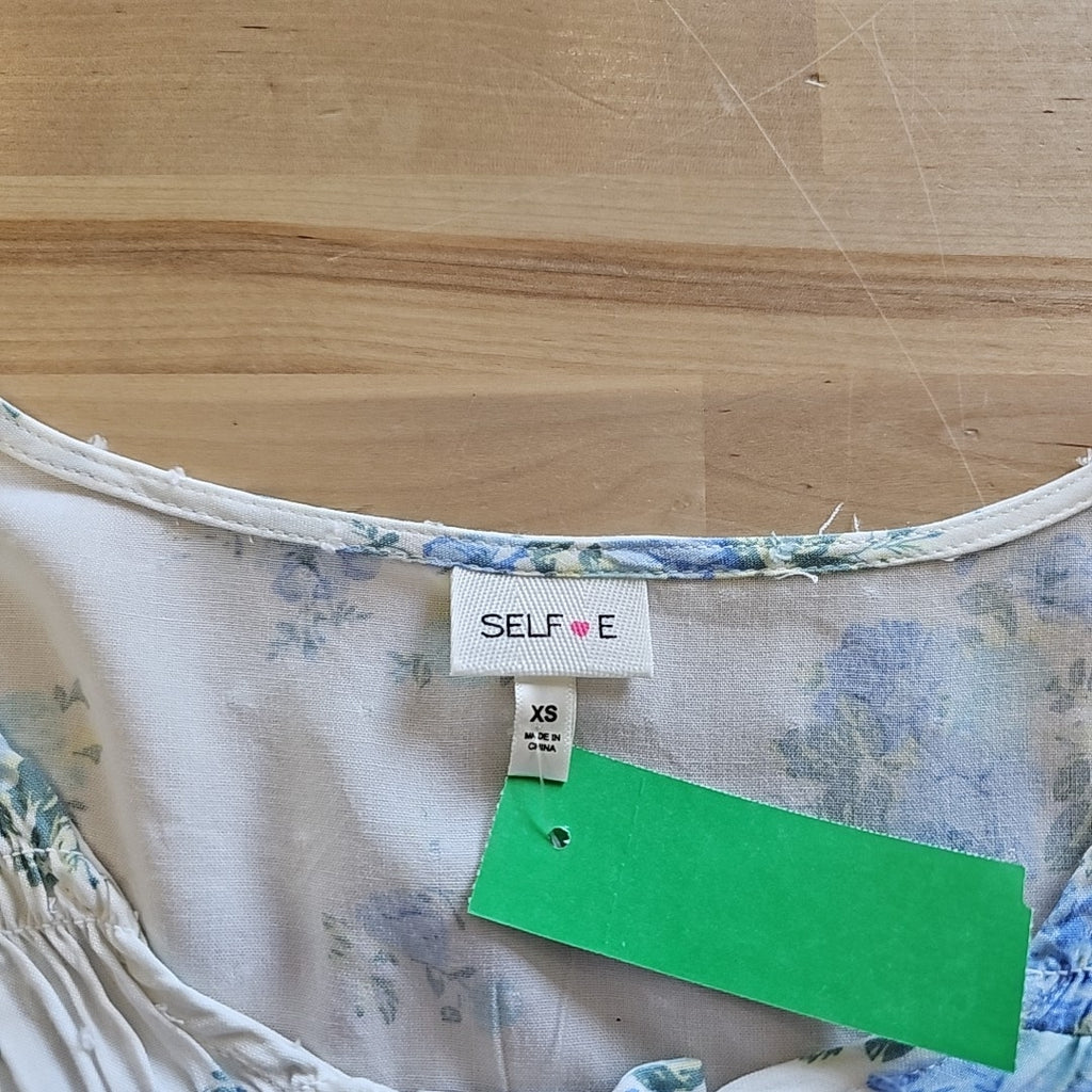 Juniors Self Esteem Floral Gauze Yoke Bell Sleeve Blouse