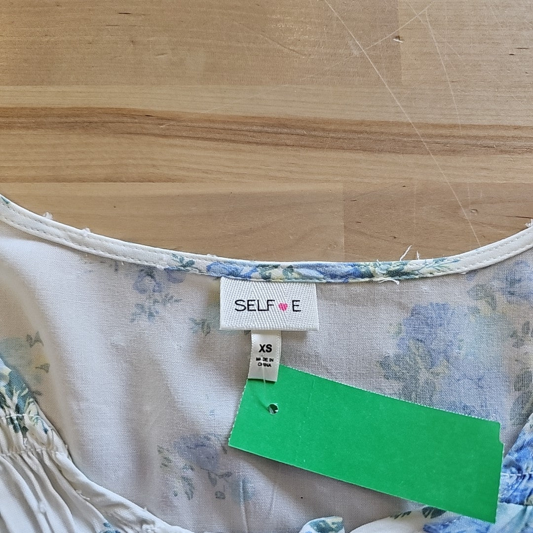 Juniors Self Esteem Floral Gauze Yoke Bell Sleeve Blouse