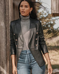 White House Black Market Jacket Women's Studio Leather Blazer in Black Size 8