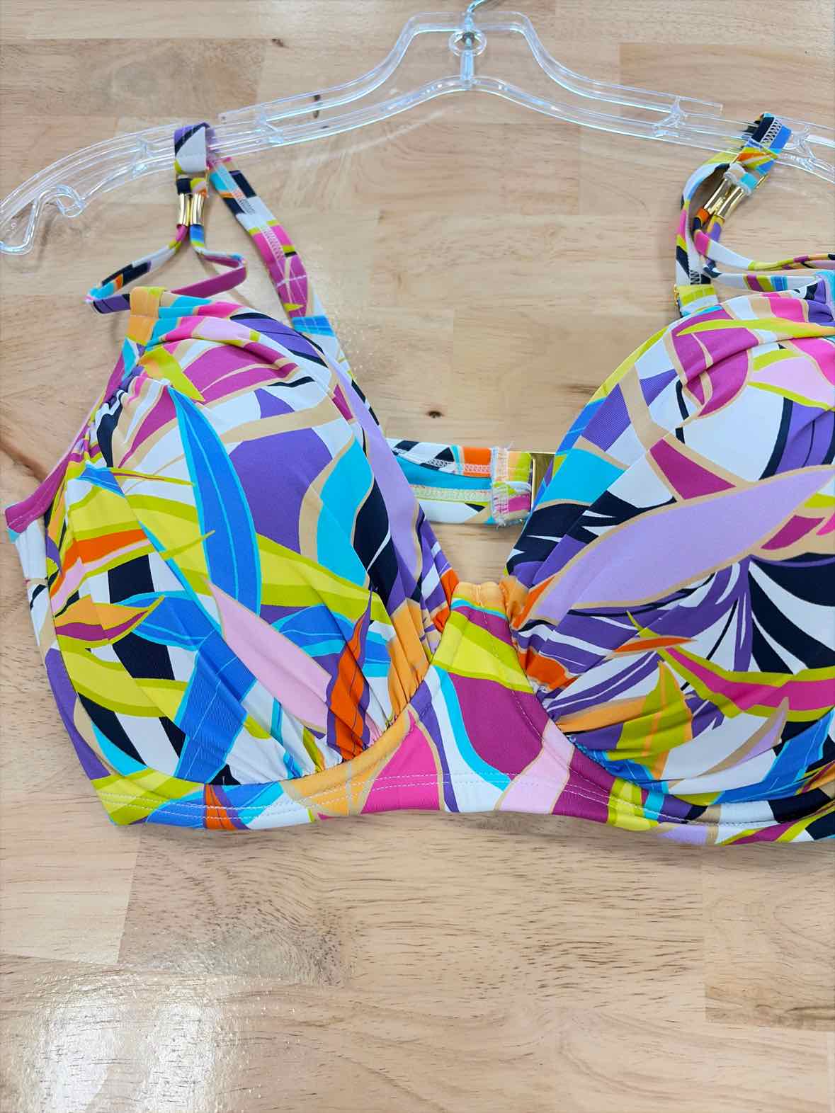 Bleu Size 36DD Living Color Over-the-Shoulder Molded-Cup Bikini Top