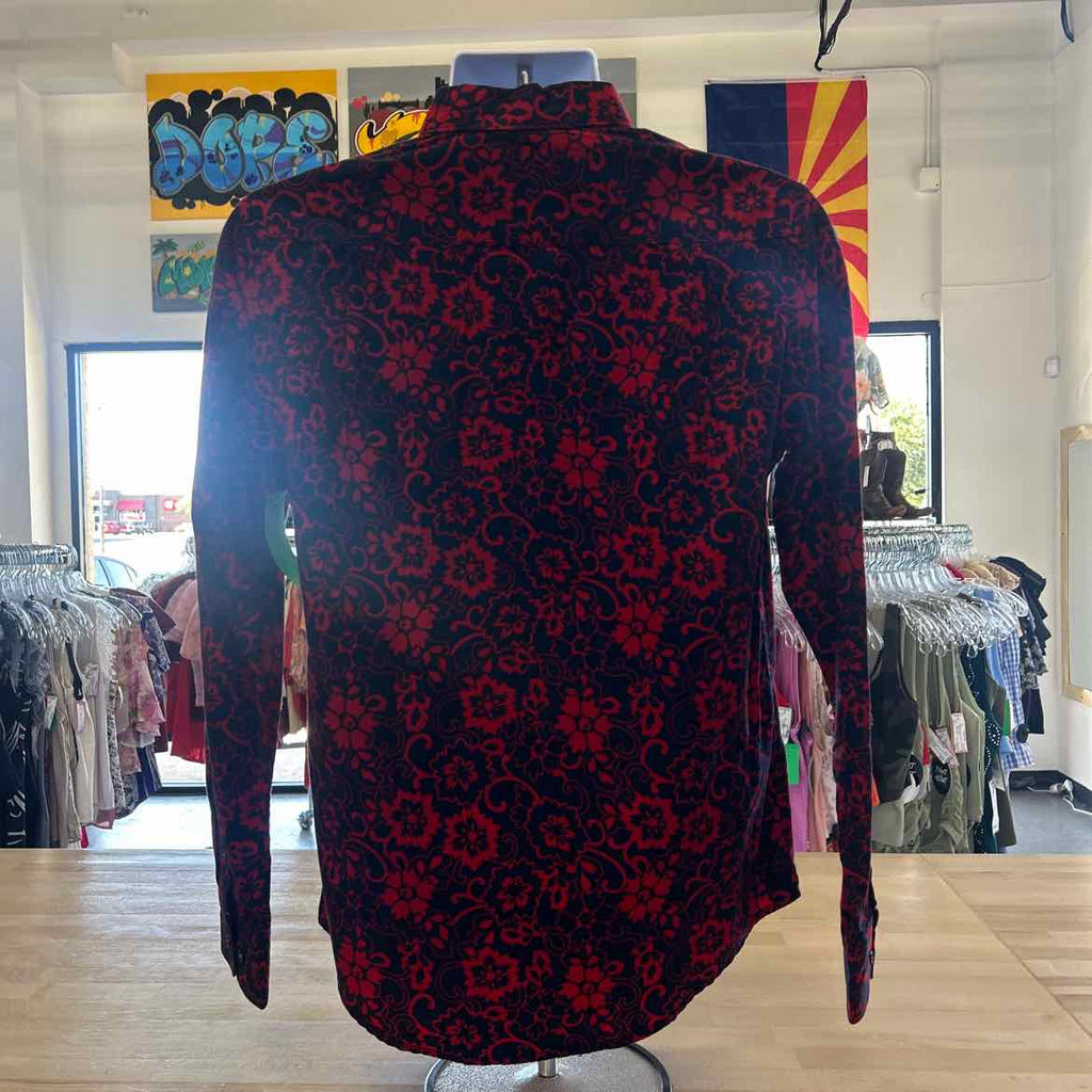 Denim & Flower Size S Blue Red Preloved MENS Button Down Shirt