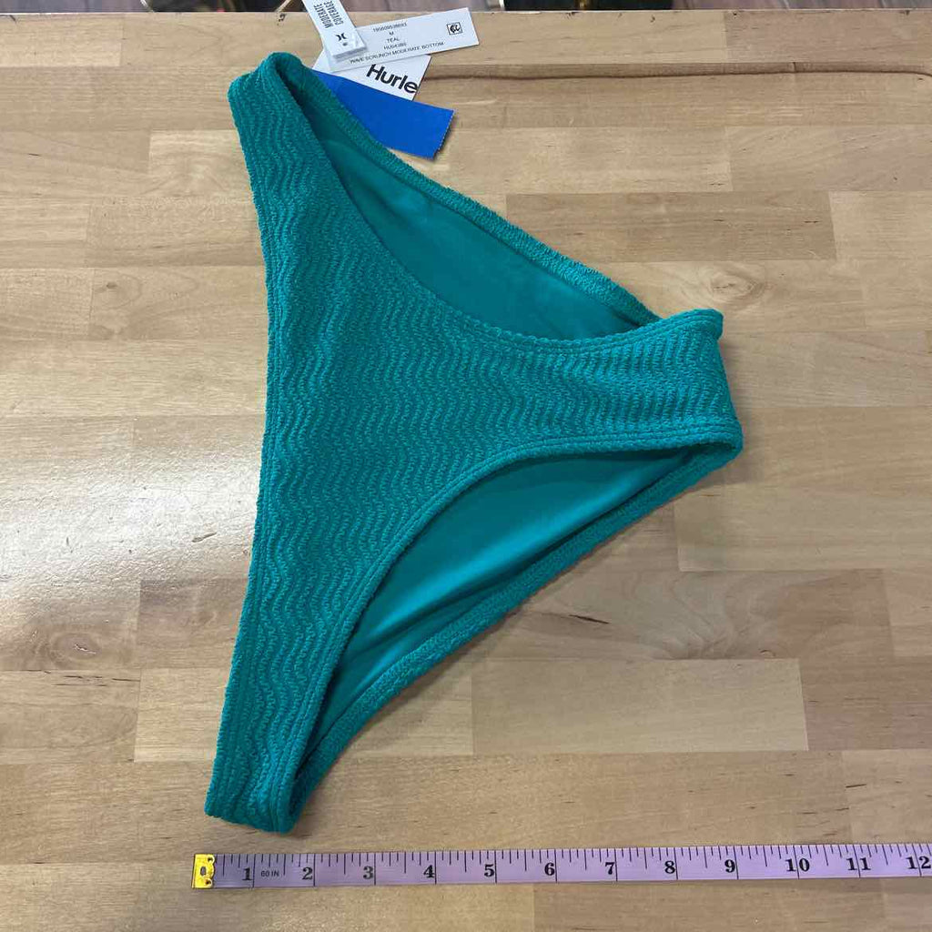 Hurley Size M Green Ribbed New Swimsuit Bottom