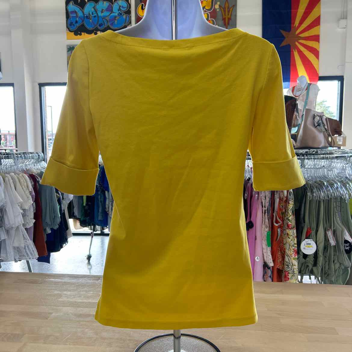 Ralph Lauren Size M Yellow Preloved T-Shirt LS