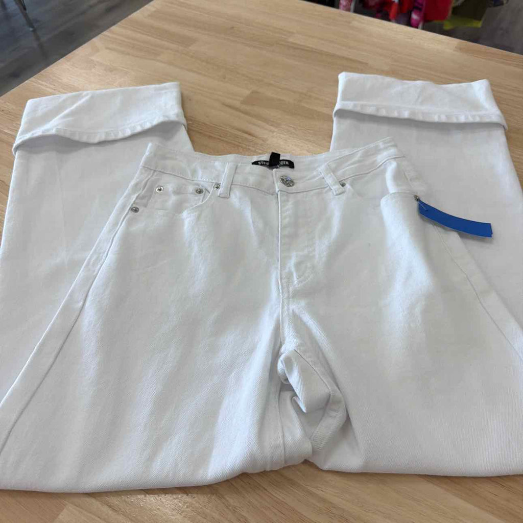 Steve Madden Size 24 Noeli Wide-Leg Cuffed Jeans - White