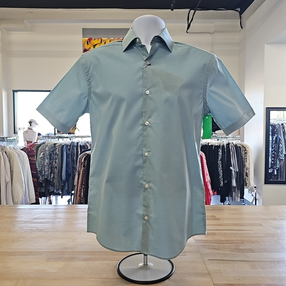 Van Huesen Men's Size XS Soft Teal Green Flex Collar Slim Fit Dress Shirt