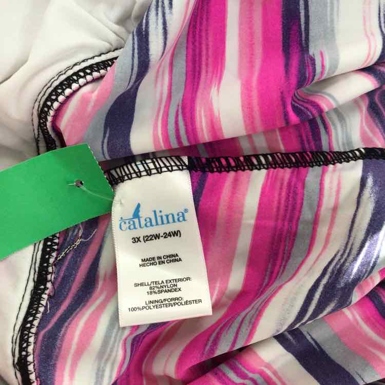 Catalina Size XL Pink/white Swimsuit Bottom/Top