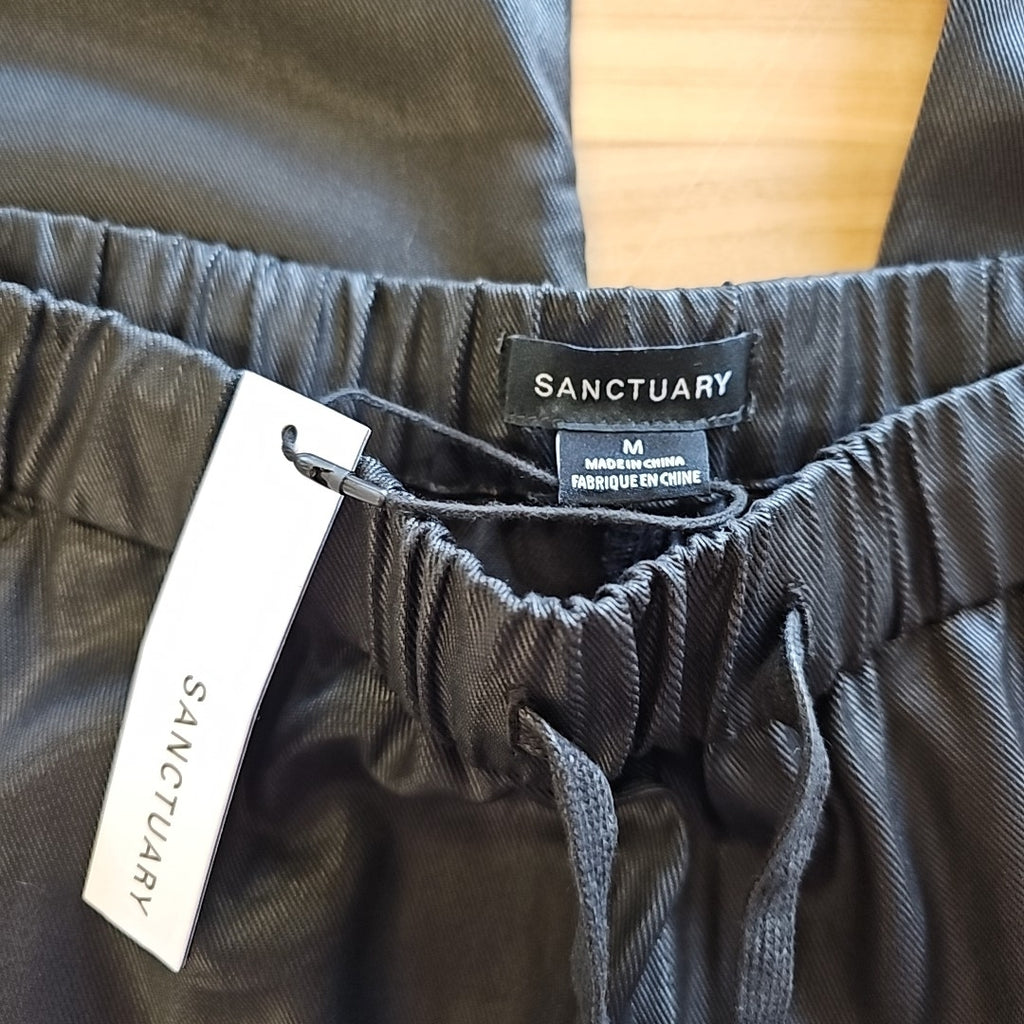 Sanctuary Womens High-Rise Coated Twill Black