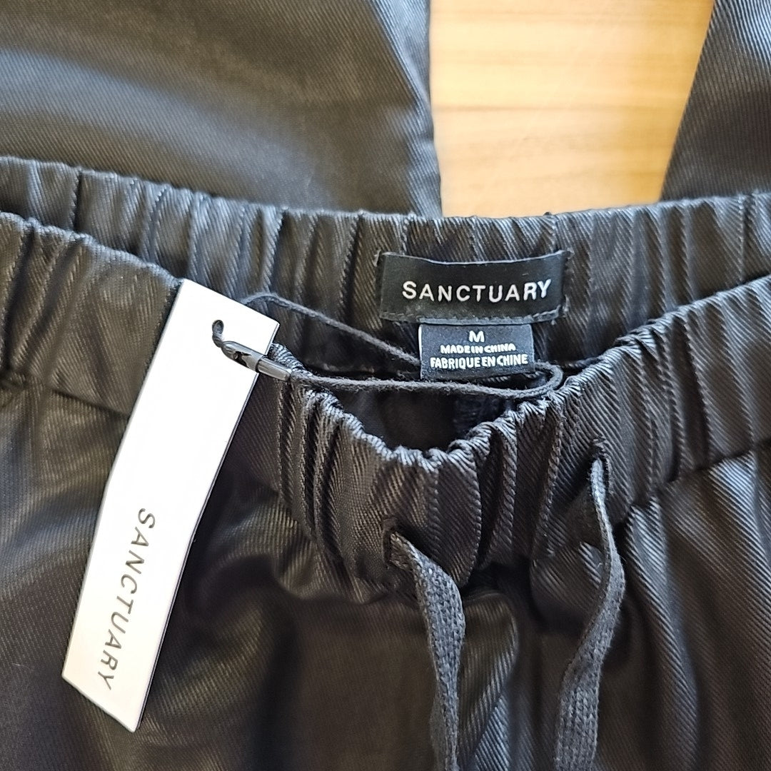 Sanctuary Womens High-Rise Coated Twill Black
