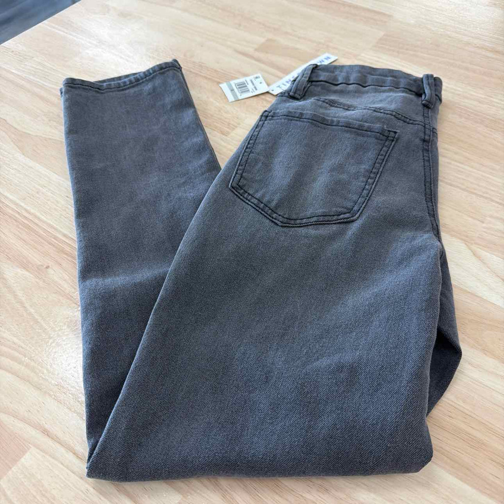 TINSELTOWN Size 0 High-Rise Straight-Leg Jeans - Light Grey