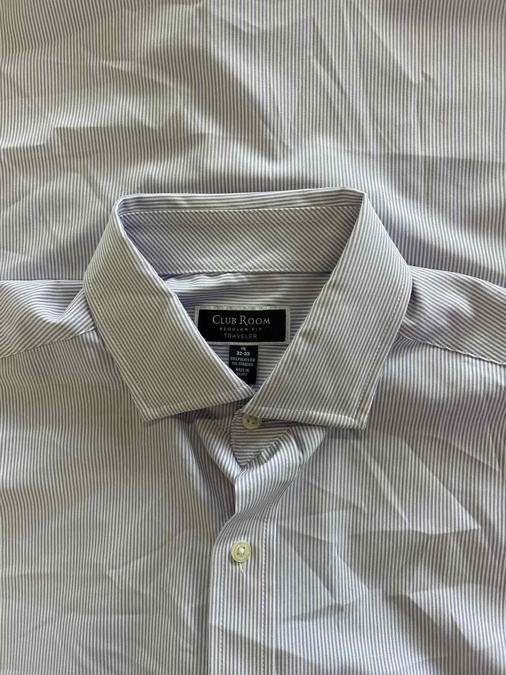Club Room Men's Regular Fit Traveler Fine Stripe Dress Shirt