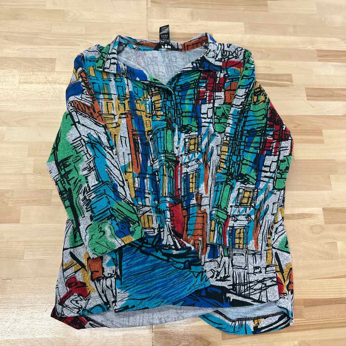 Ali Miles Size L Multi-Color Button Down Shirt