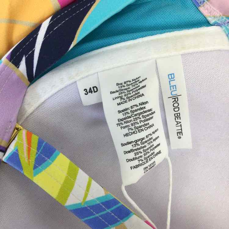 Bleu Size 34D Living Color Over-the-Shoulder Molded-Cup Bikini Top
