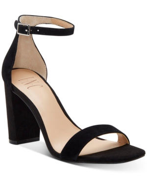 INC Size 10 Black Lexini Two-Piece Sandals - Black Suede