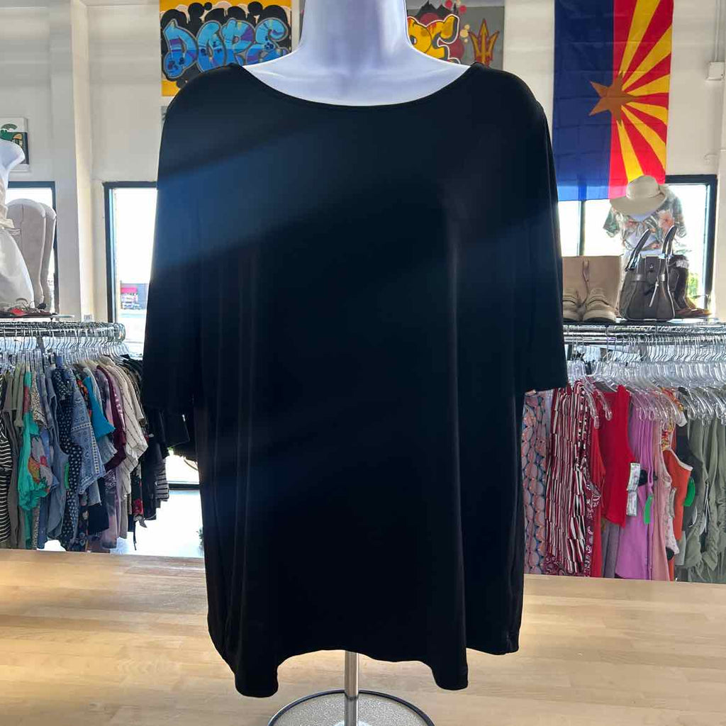 Susan Graver Size S Black Polyester Spandex Preloved Blouse SS
