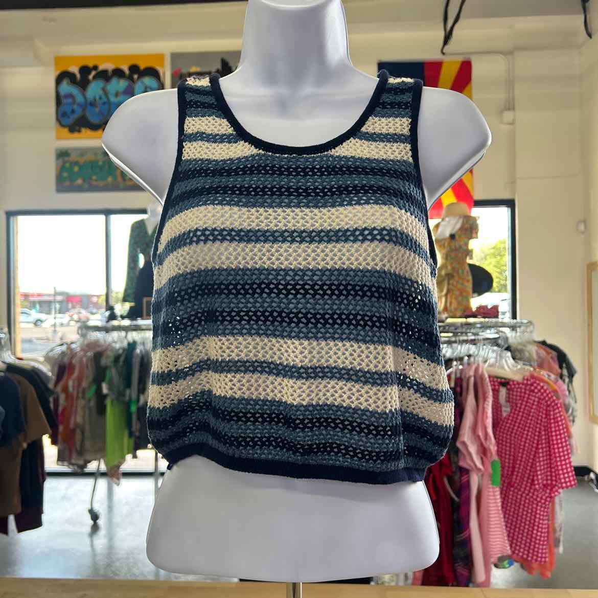 C&C Size S Blue Knit Preloved Tank