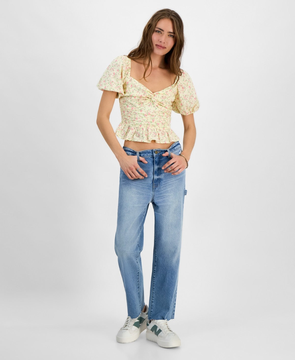 Tinseltown Juniors' Mid-Rise Carpenter Slim Straight Jeans - Vintage Wash - 1