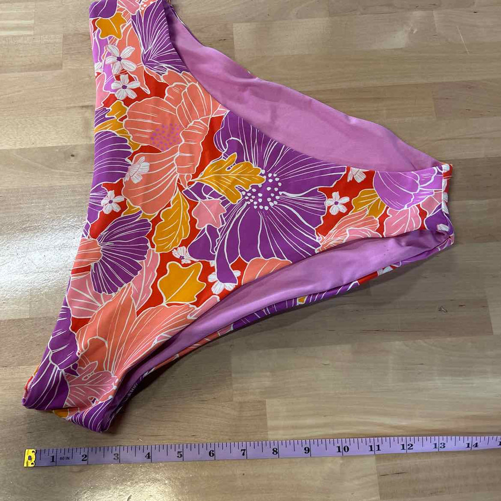Roxy Size XL Bell Bottom Blooms High Waist Bikini Bottoms
