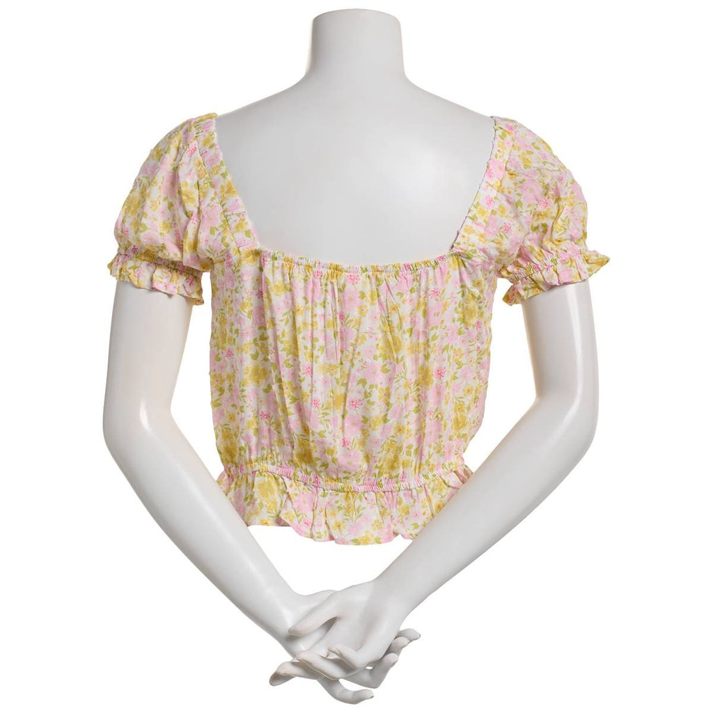 Self E Size S Self Esteem Floral Short Sleeve Peasant Blouse
