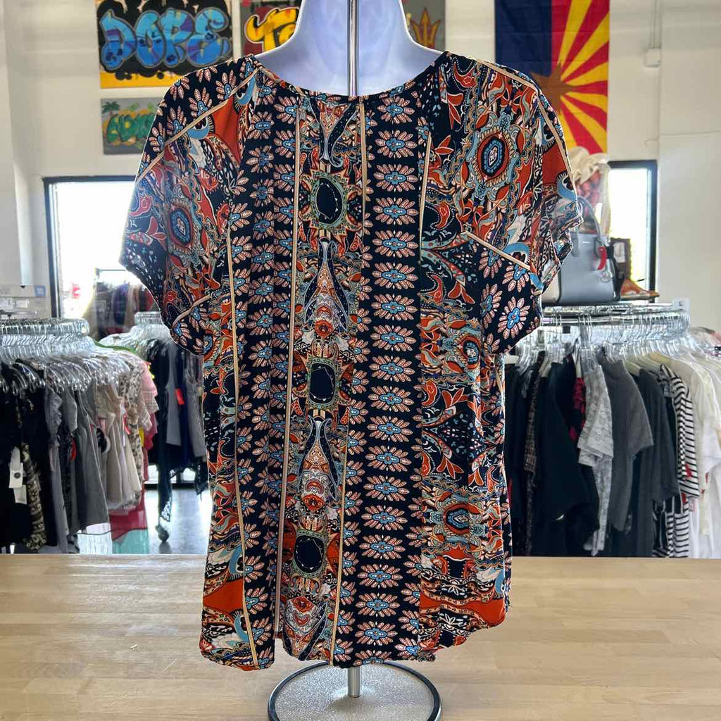 Angashion Size XL Orange blue beige Preloved Blouse SS