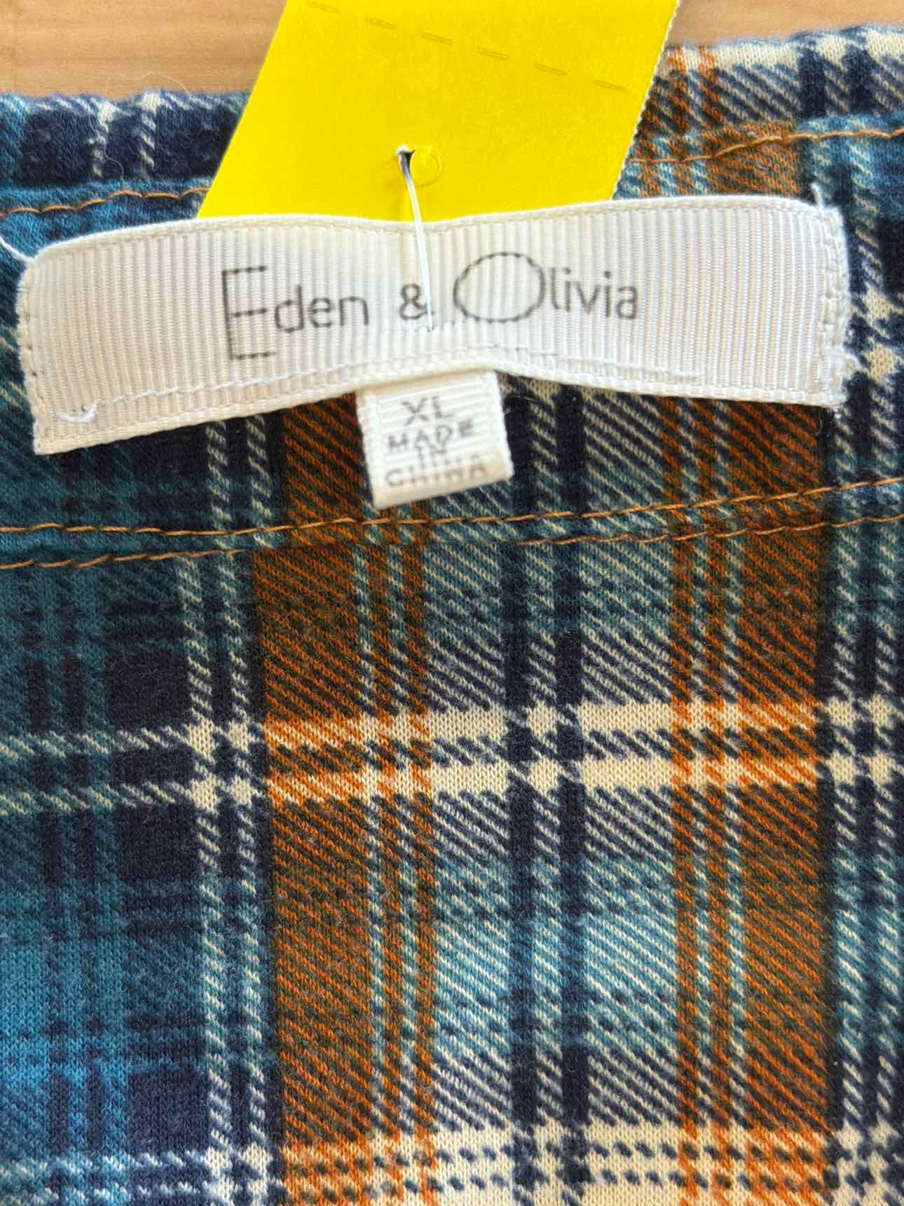 Eden & Olivia Size XL Blue & Orange Button Down Shirt