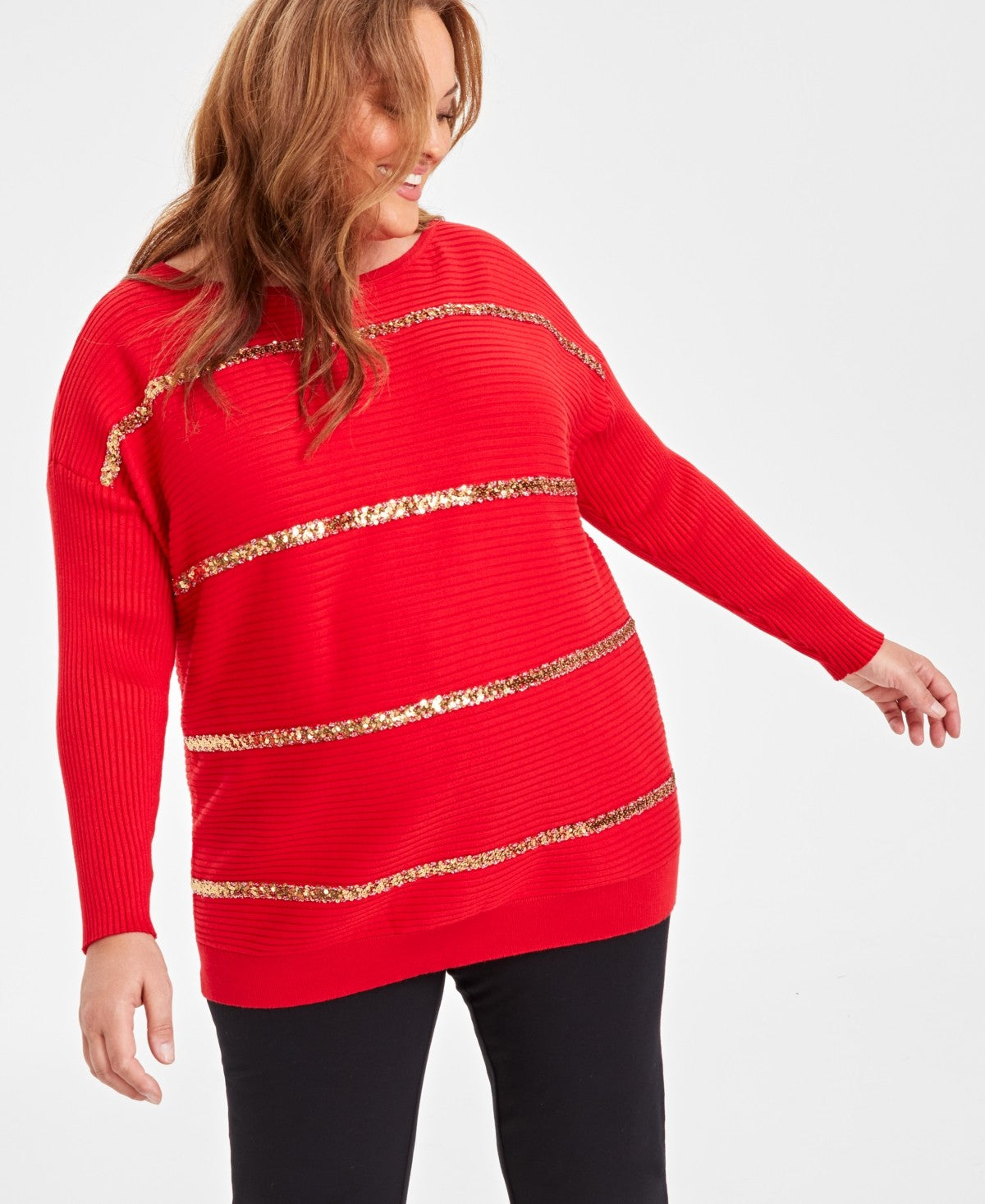 JM Collection Size 1X Red New Sweater