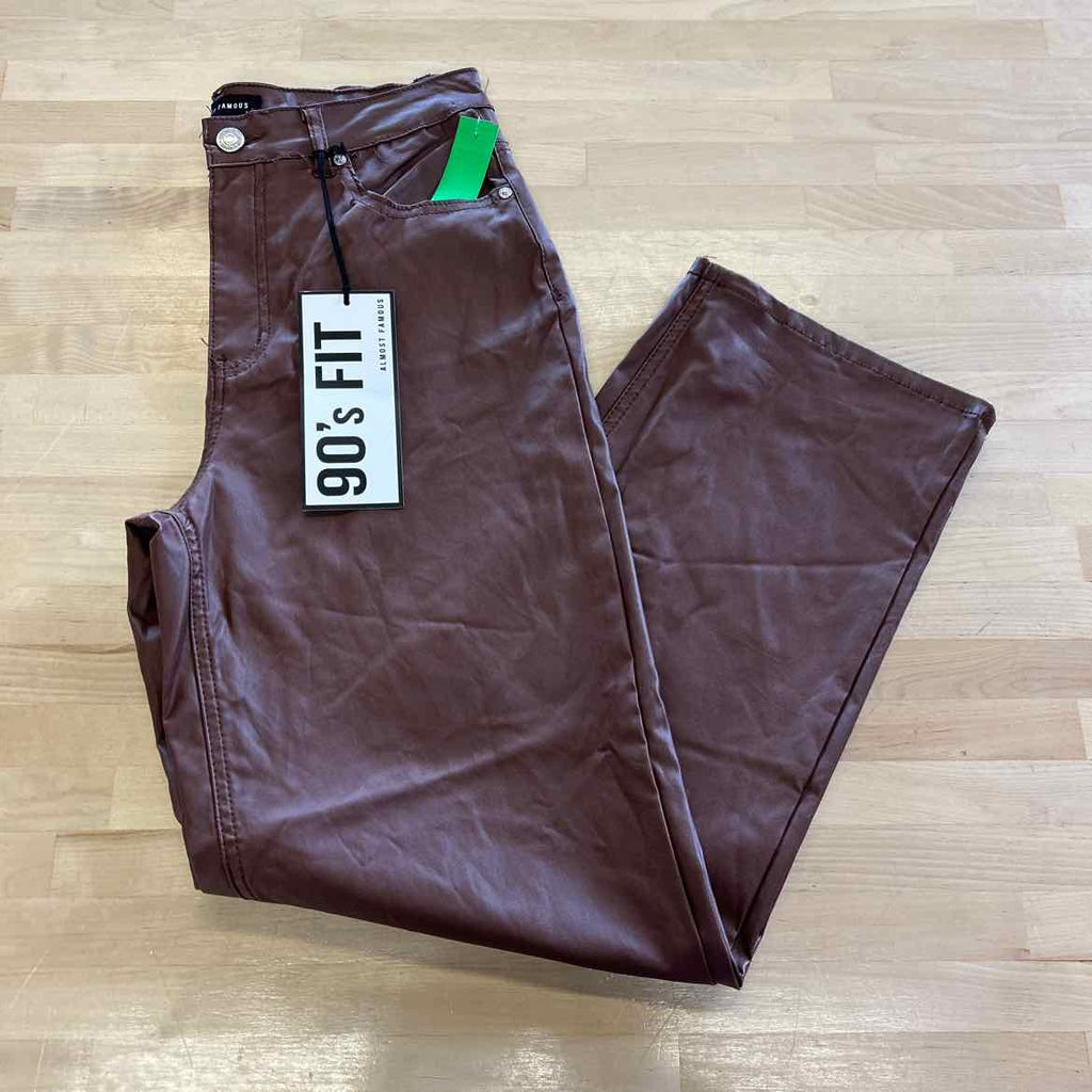 Almost Famous Juniors' 90s Faux-Leather Wide-Leg Pants