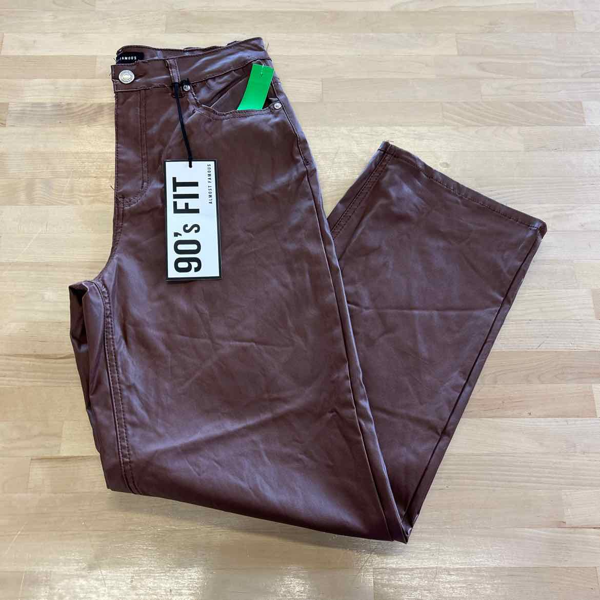 Almost Famous Juniors' 90s Faux-Leather Wide-Leg Pants