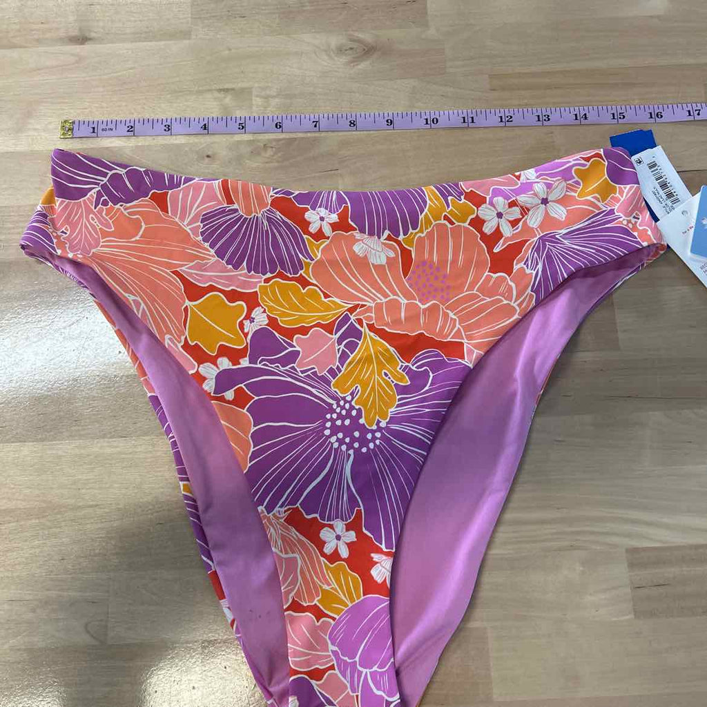 Roxy Size XL Bell Bottom Blooms High Waist Bikini Bottoms