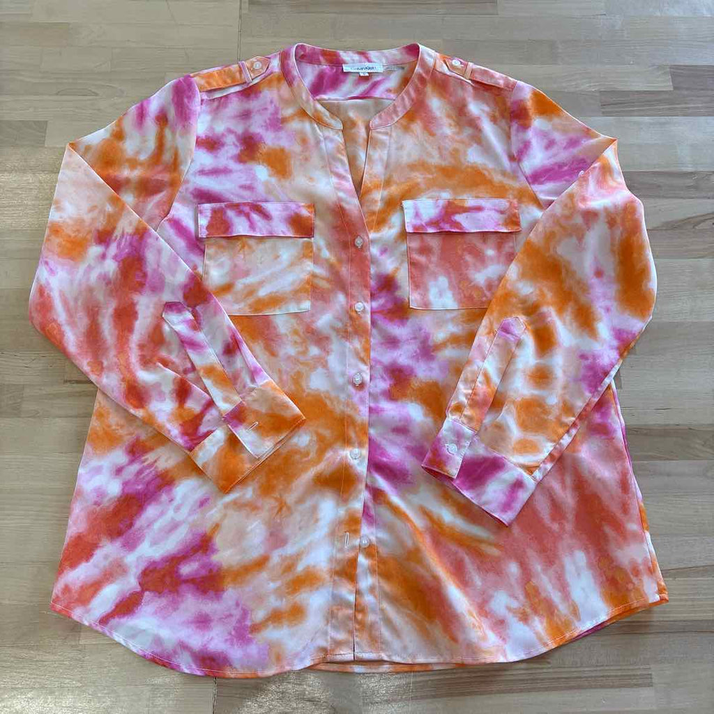 Calvin Klein Size L Orange Button Down Shirt