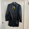 INC Size S Black Leather Preloved Coat