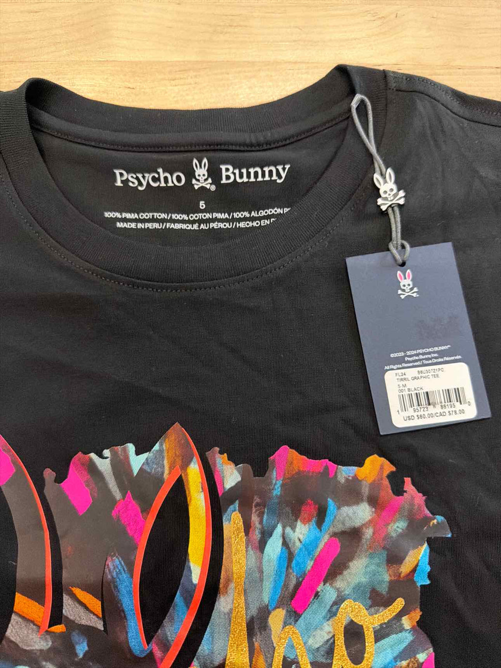 Psycho Bunny Size 5 Black T-shirt