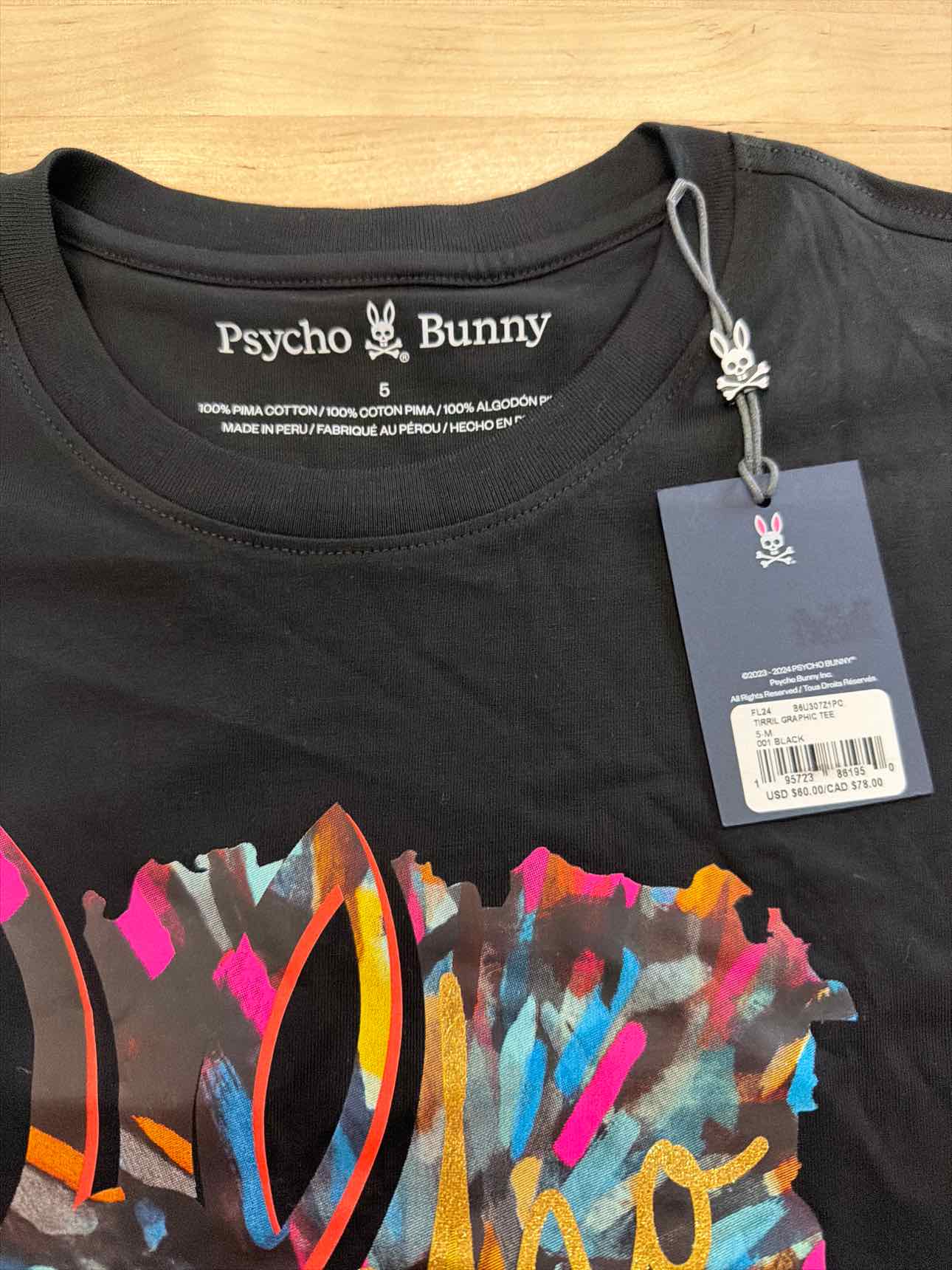 Psycho Bunny Size 5 Black T-shirt