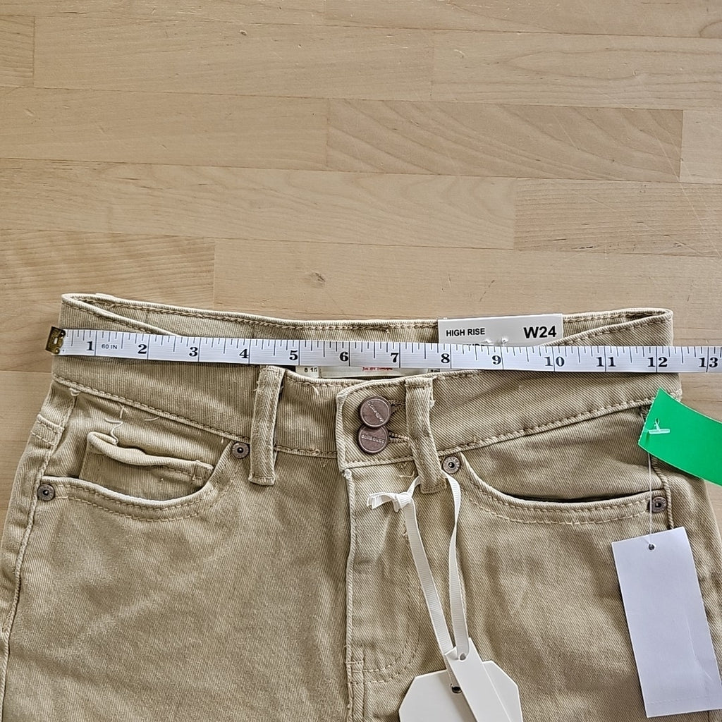 Dollhouse Juniors' High-Rise Frayed Bermuda Shorts - Tan - 0