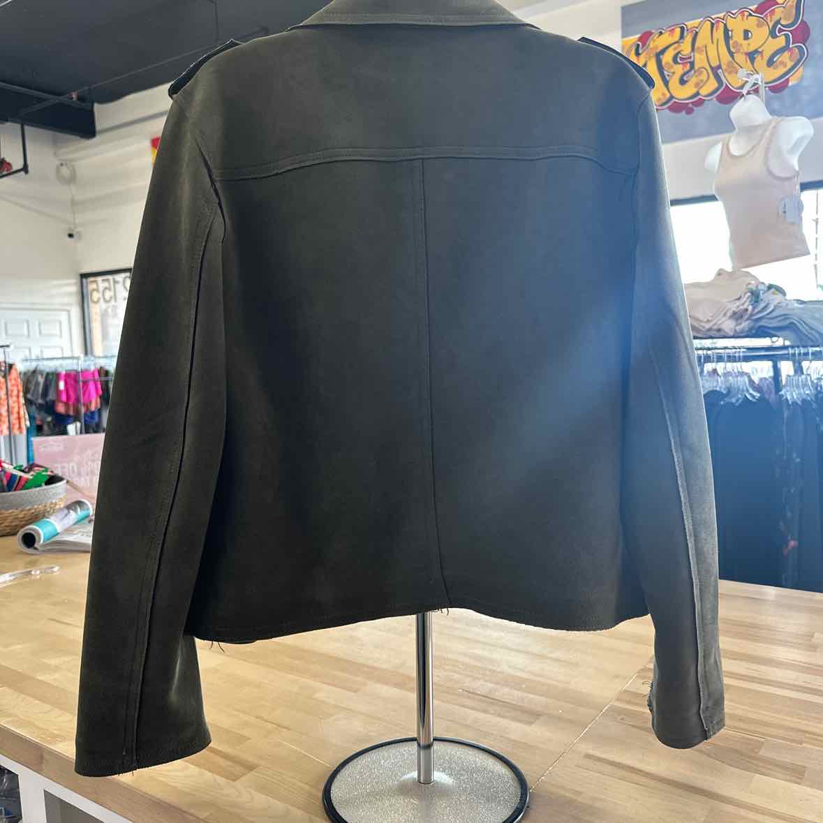Tahari Size One Size Green Faux Leather Jacket