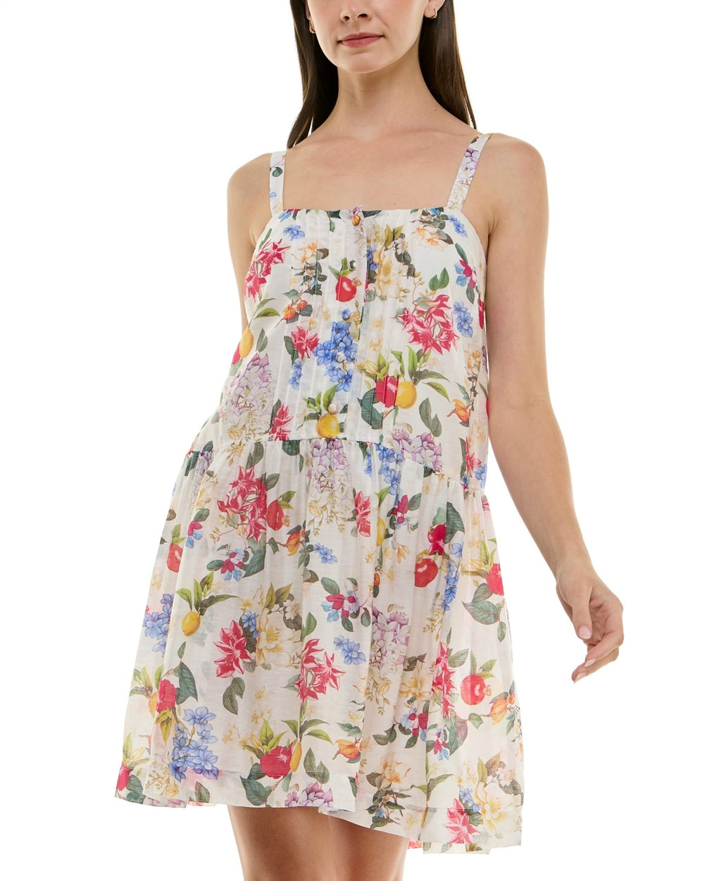 Taylor Size 10 Printed Drop-Waist Sleeveless Mini Dress - Ivory/radish Red